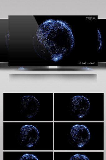 科技震撼粒子地球展示合成背景视频素材图片