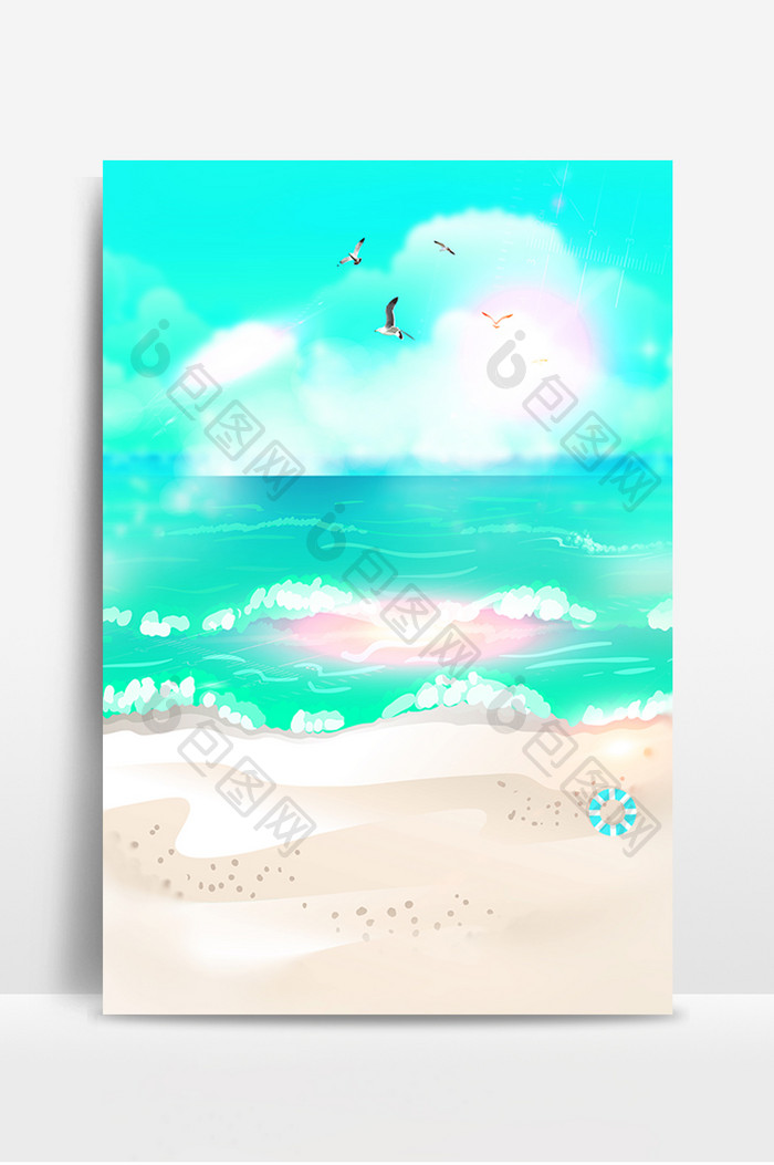 清新海滩广告设计背景图