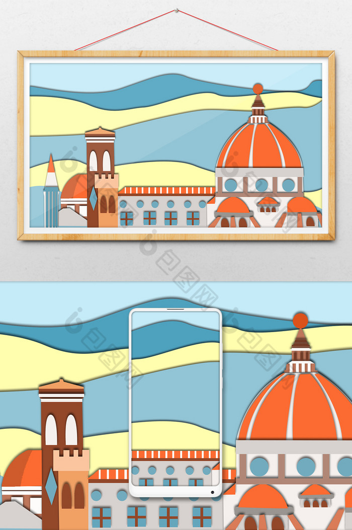 彩色罗马风光建筑插画图片图片