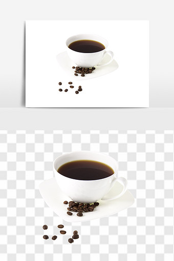 高清咖啡豆咖啡杯素材图片