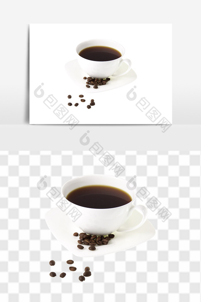 高清咖啡豆咖啡杯素材