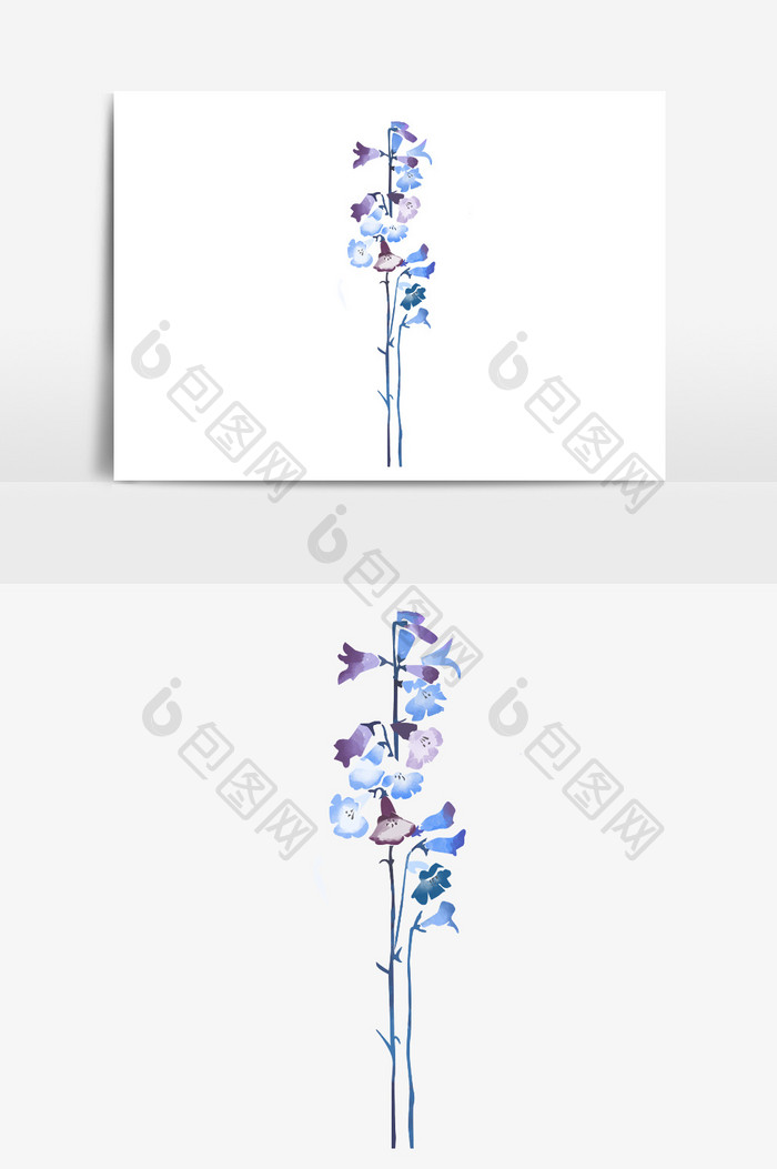 写意风手绘水彩效果悬铃花紫色花朵元素素材