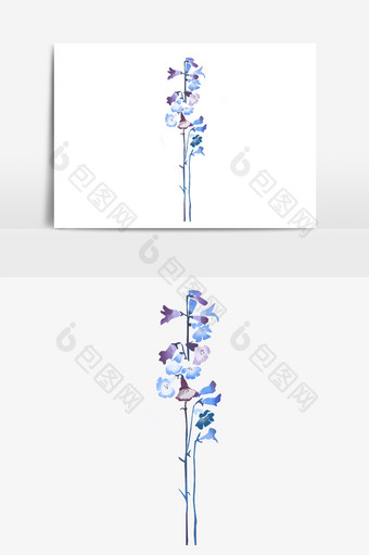 写意风手绘水彩效果悬铃花紫色花朵元素素材图片