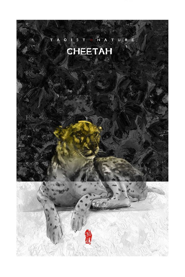 北欧大气黑白动物机理猎豹地产酒店装饰画