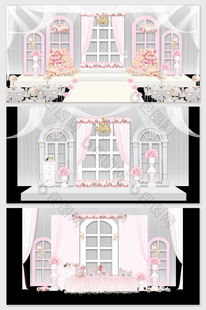 现代简约欧式婚礼舞台设计效果图