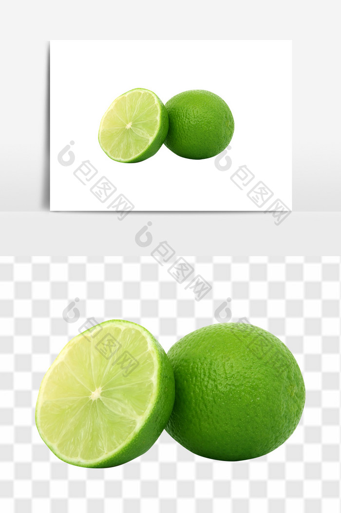 新鲜绿色青柠柠檬