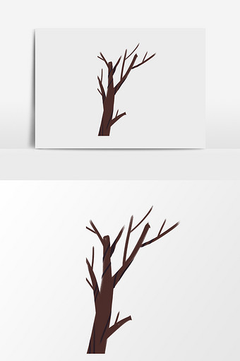 手绘卡通枯树插画元素图片