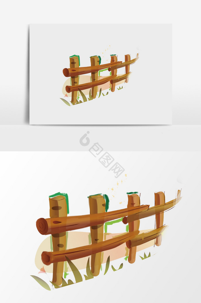 木头栅栏插画图片
