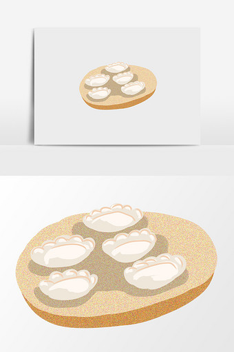手绘手工饺子插画元素图片