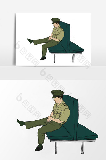 淡彩颜色国画风格的烈士纪念日解放军人元素图片