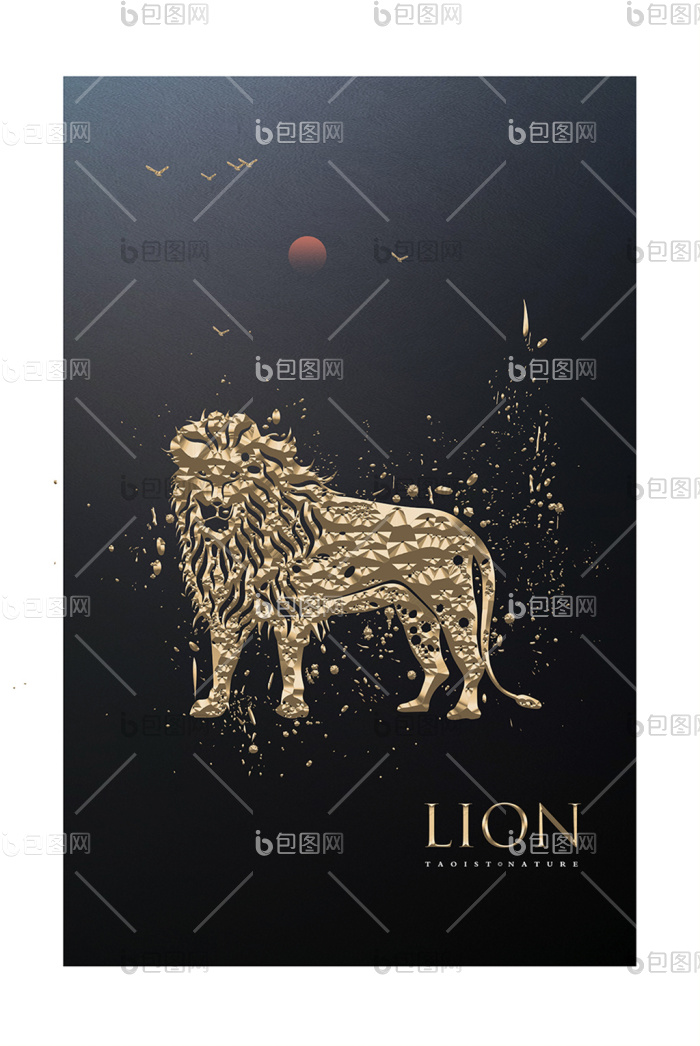 北欧创意黑金雕花狮子客厅酒店动物装饰画-北欧创意黑金雕花狮子客厅酒店动物装饰画效果图-【包图网】