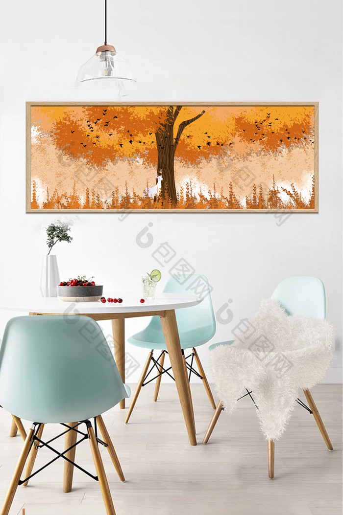 文艺创意秋季树林风景客厅餐厅卧室装饰画