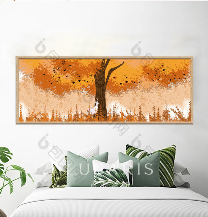 文艺创意秋季树林风景客厅餐厅卧室装饰画