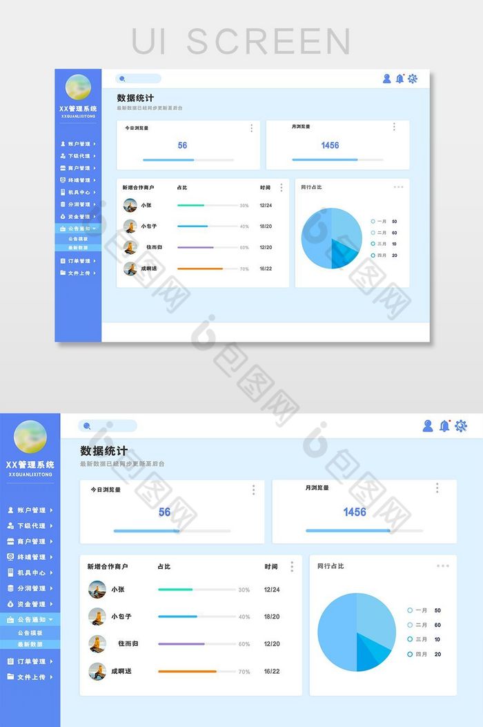 蓝色网站官网ui后台界面设计图片图片