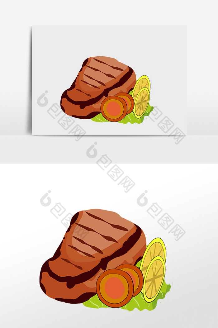 插画元素烤牛排图片
