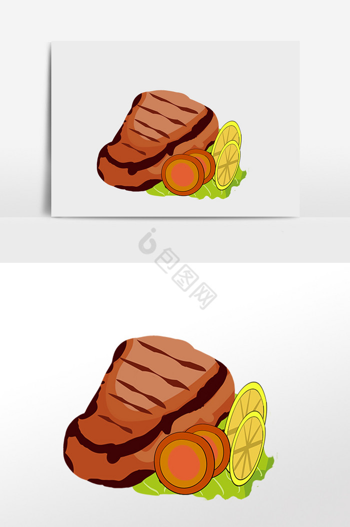 美味烤牛排插画图片