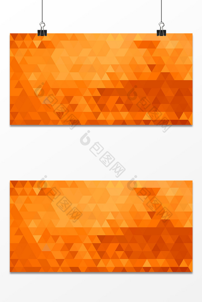橙色渐变三角形多边形背景展板设计
