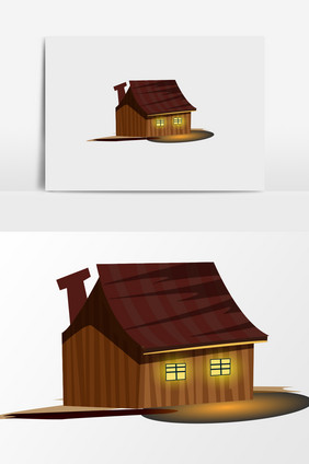 夜间小房子插画