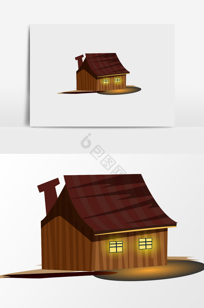 夜间小房子插画图片