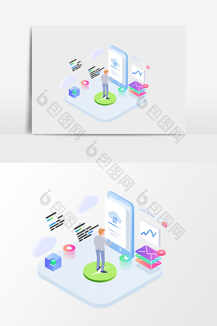 简约立体智能信息金融区块链矢量素材