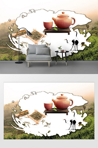 工装创意茶道茶叶背景墙图片