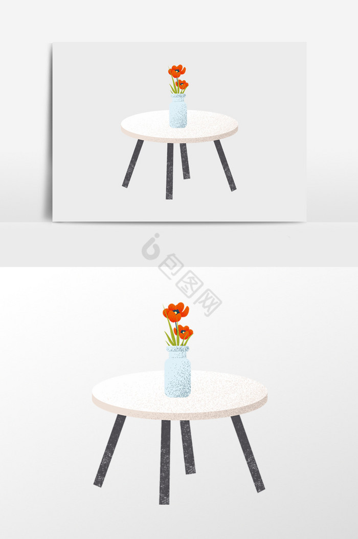 放花的桌子插画图片