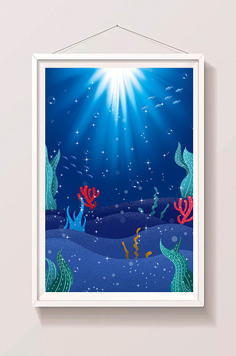手绘海底世界的插画背景图片