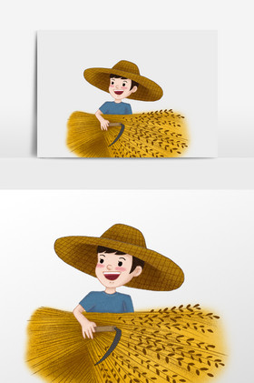 收割食物的农民伯伯插画