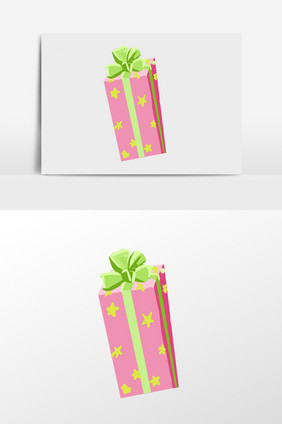手绘粉色礼物盒插画元素