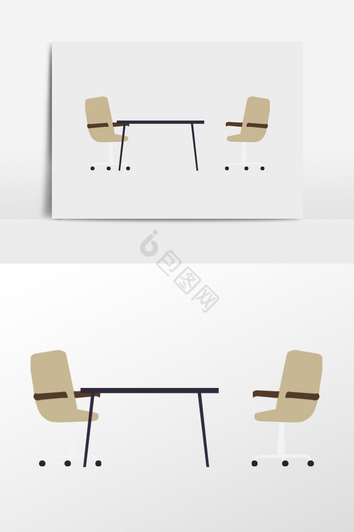办公桌子及椅子插画图片