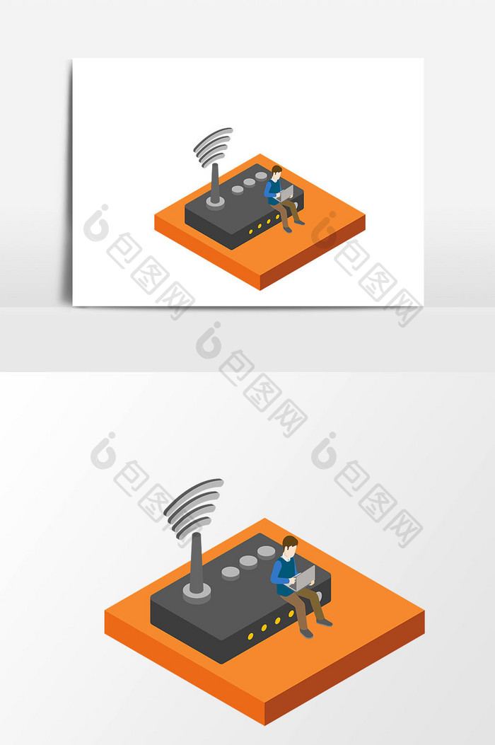 卡通连接WIFI设计元素