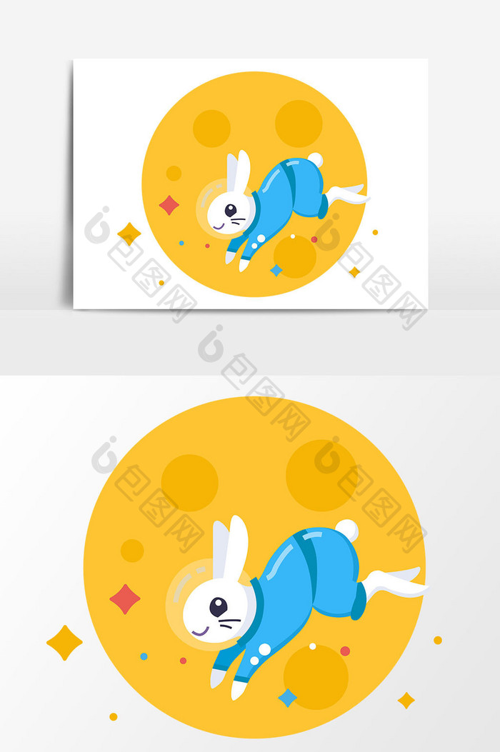 卡通兔子团圆设计元素