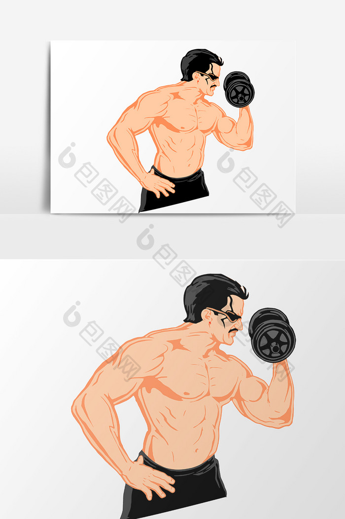 卡通肌肉锻炼设计元素