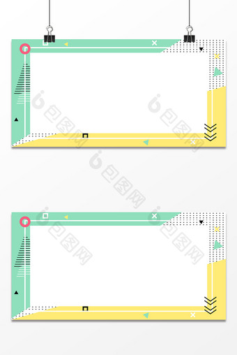 蓝绿撞色电商孟菲斯几何风格背景展板设计图片