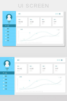 清新蓝色后台系统数据界面