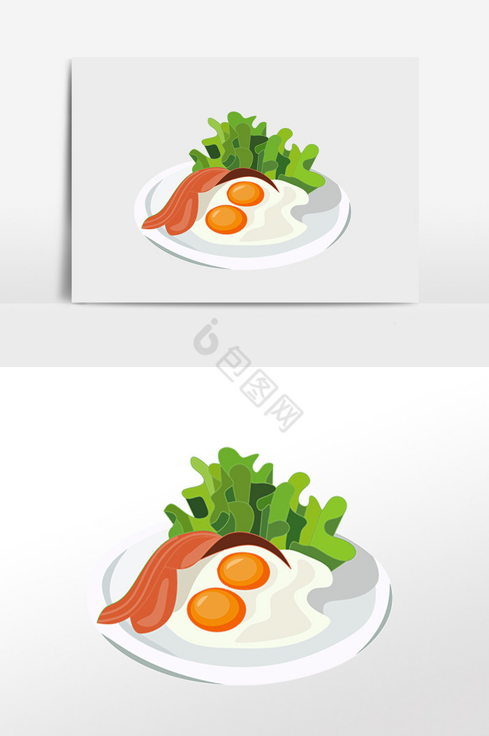 早餐鸡蛋培根插画图片