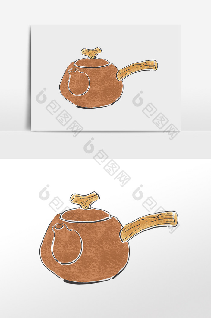 插画元素茶壶图片