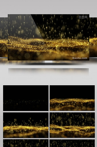 大气金色粒子上升波浪背景视频图片