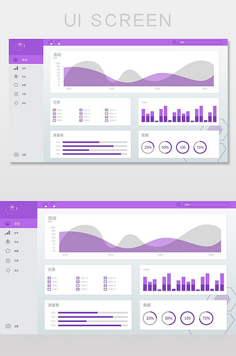 紫红后台系统数据界面AI矢量网页图片