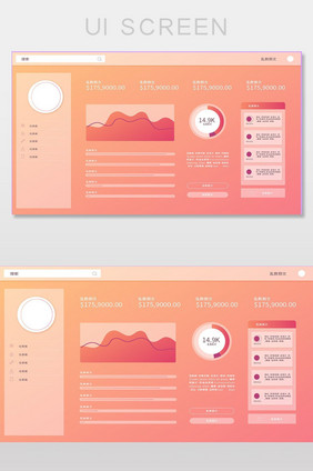 橙色渐变后台系统数据界面AI矢量网页