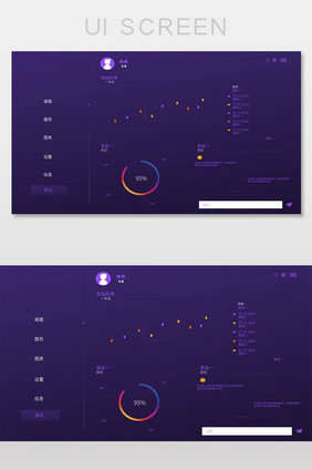 深紫色后台系统数据界面AI矢量网页