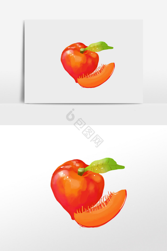 新鲜水果桃子插画图片