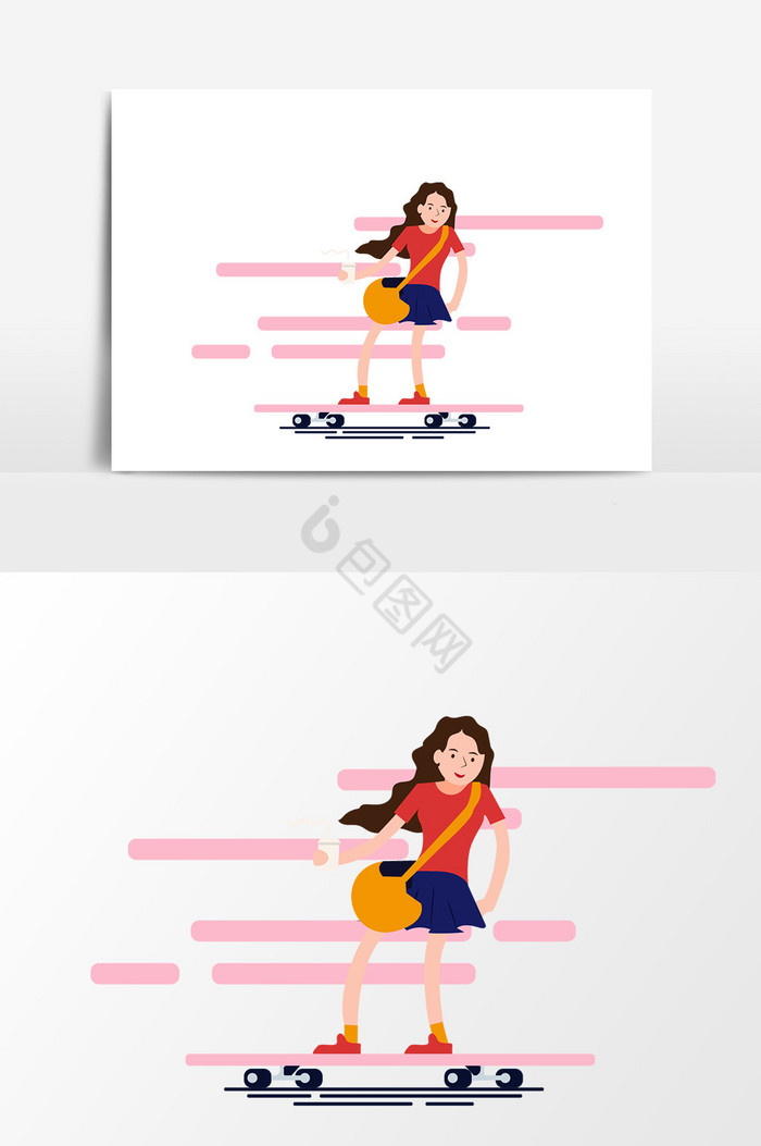 女孩滑板图片