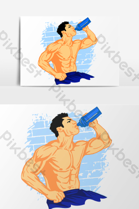 男生喝水肌肉男