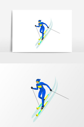 卡通人物滑雪矢量元素