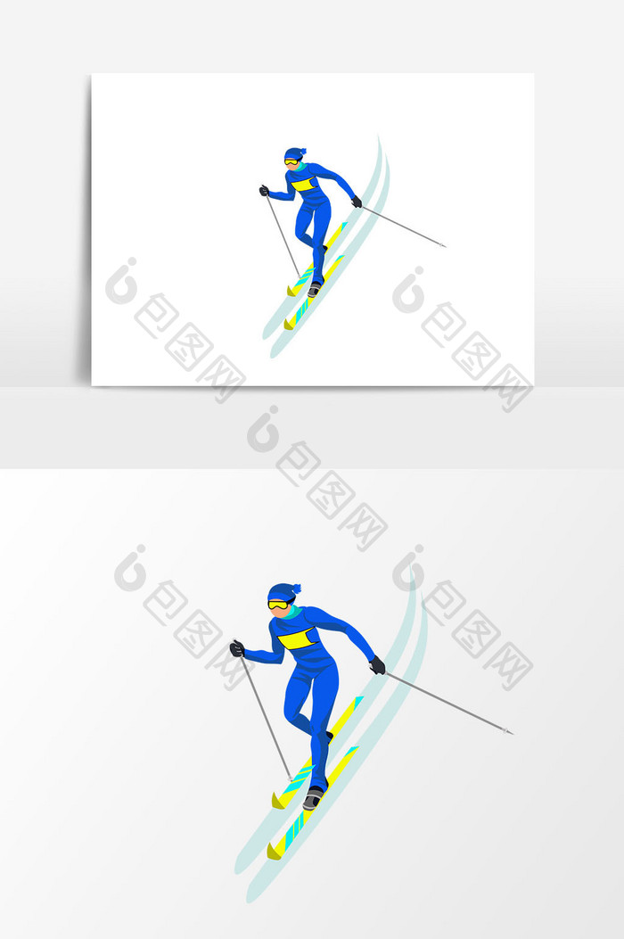 卡通人物滑雪矢量元素