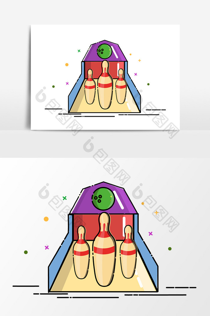 卡通保龄球矢量元素