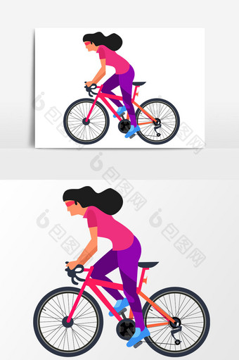 卡通骑自行车设计元素图片