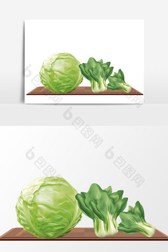 手绘卡通绿色蔬菜设计元素图片