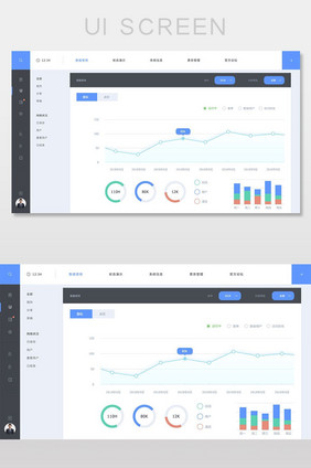 蓝色时尚大气扁平化科技企业图表系统后台